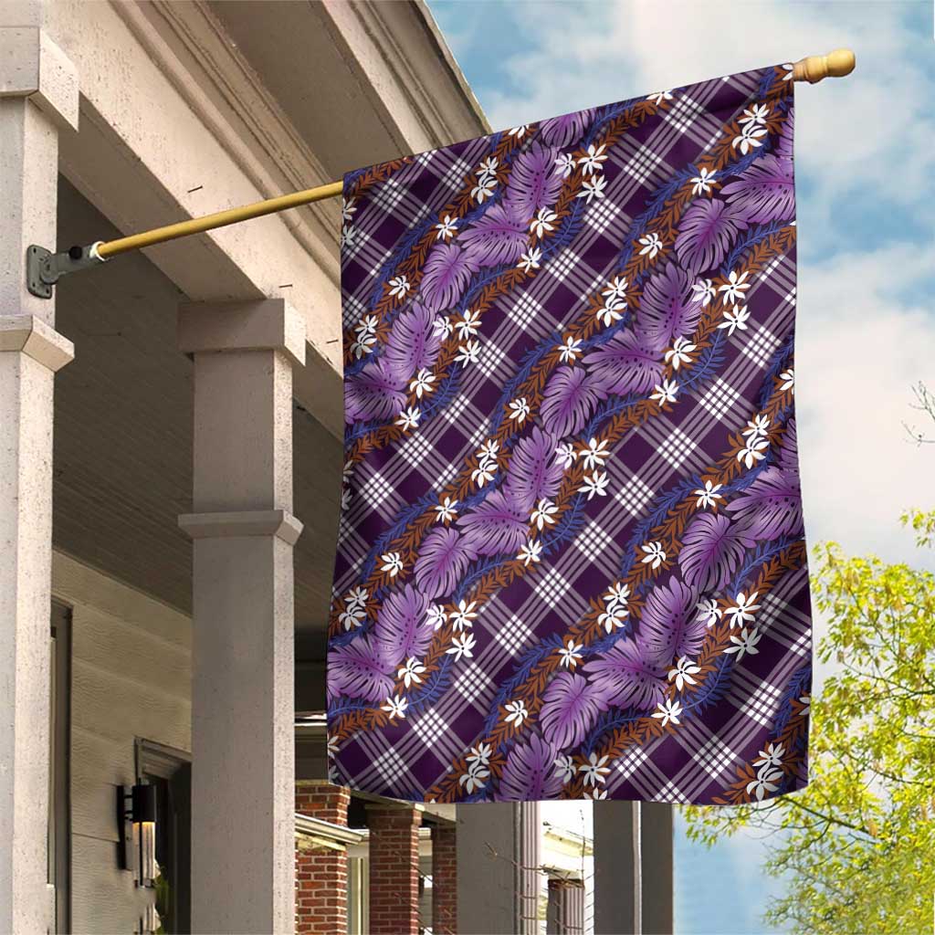 Polynesian Monstera Tiare Floral Garden Flag Lavender Tropical Plaid LT01 House Flag Purple - Polynesian Pride