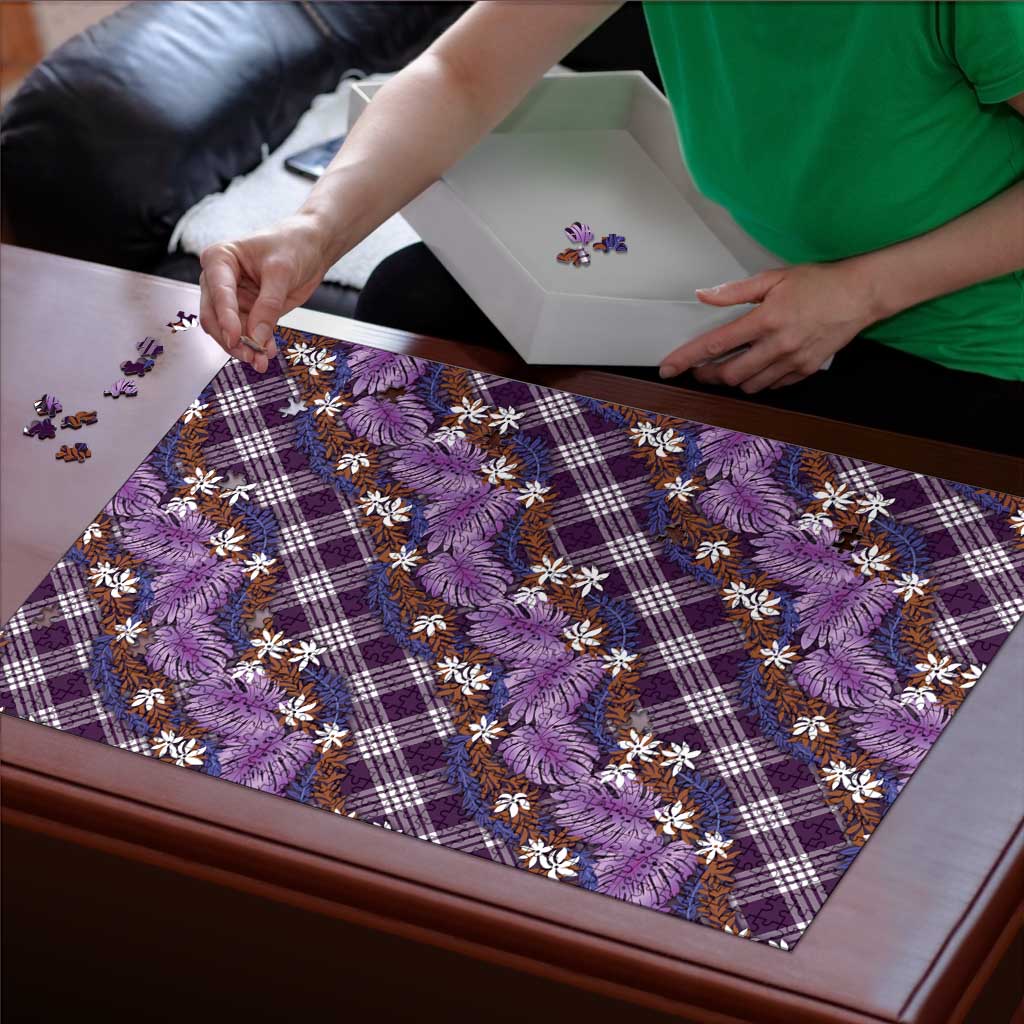 Polynesian Monstera Tiare Floral Puzzle Lavender Tropical Plaid LT01 - Polynesian Pride