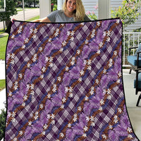 Polynesian Monstera Tiare Floral Quilt Lavender Tropical Plaid - Polynesian Pride