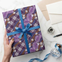 Polynesian Monstera Tiare Floral Wrapping Paper Lavender Tropical Plaid - Polynesian Pride