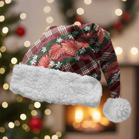 Polynesian Monstera Tiare Floral Christmas Santa Hat Burgundy Tropical Plaid - Polynesian Pride