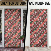 Polynesian Monstera Tiare Floral Door Cover Burgundy Tropical Plaid - Polynesian Pride