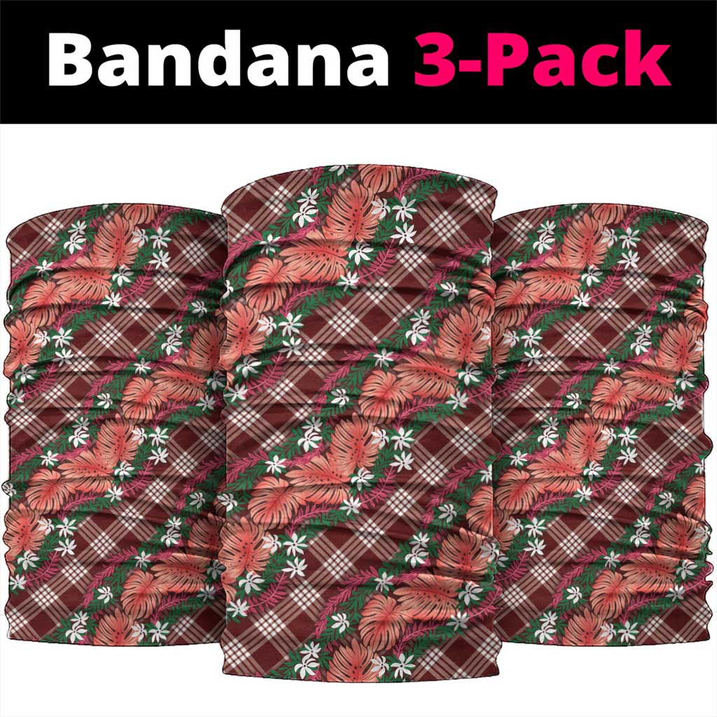 Polynesian Monstera Tiare Floral Neck Gaiter Burgundy Tropical Plaid LT01 package One Size: 25*50cm Red - Polynesian Pride