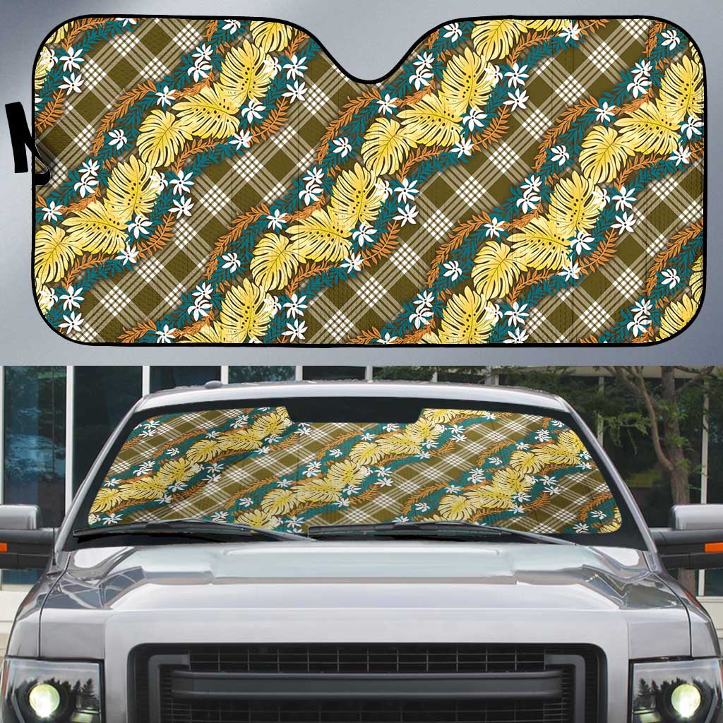 Polynesian Monstera Tiare Floral Auto Sun Shade Yellow Tropical Plaid LT01 Yellow - Polynesian Pride