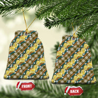 Polynesian Monstera Tiare Floral Ceramic Ornament Yellow Tropical Plaid - Polynesian Pride