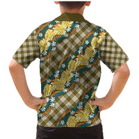Polynesian Monstera Tiare Floral Family Matching Mermaid Dress and Hawaiian Shirt Yellow Tropical Plaid LT01 - Polynesian Pride