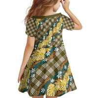 Polynesian Monstera Tiare Floral Family Matching Mermaid Dress and Hawaiian Shirt Yellow Tropical Plaid LT01 - Polynesian Pride