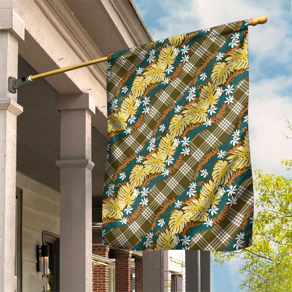 Polynesian Monstera Tiare Floral Garden Flag Yellow Tropical Plaid LT01 House Flag Yellow - Polynesian Pride