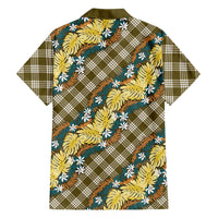 Polynesian Monstera Tiare Floral Hawaiian Shirt Yellow Tropical Plaid - Polynesian Pride