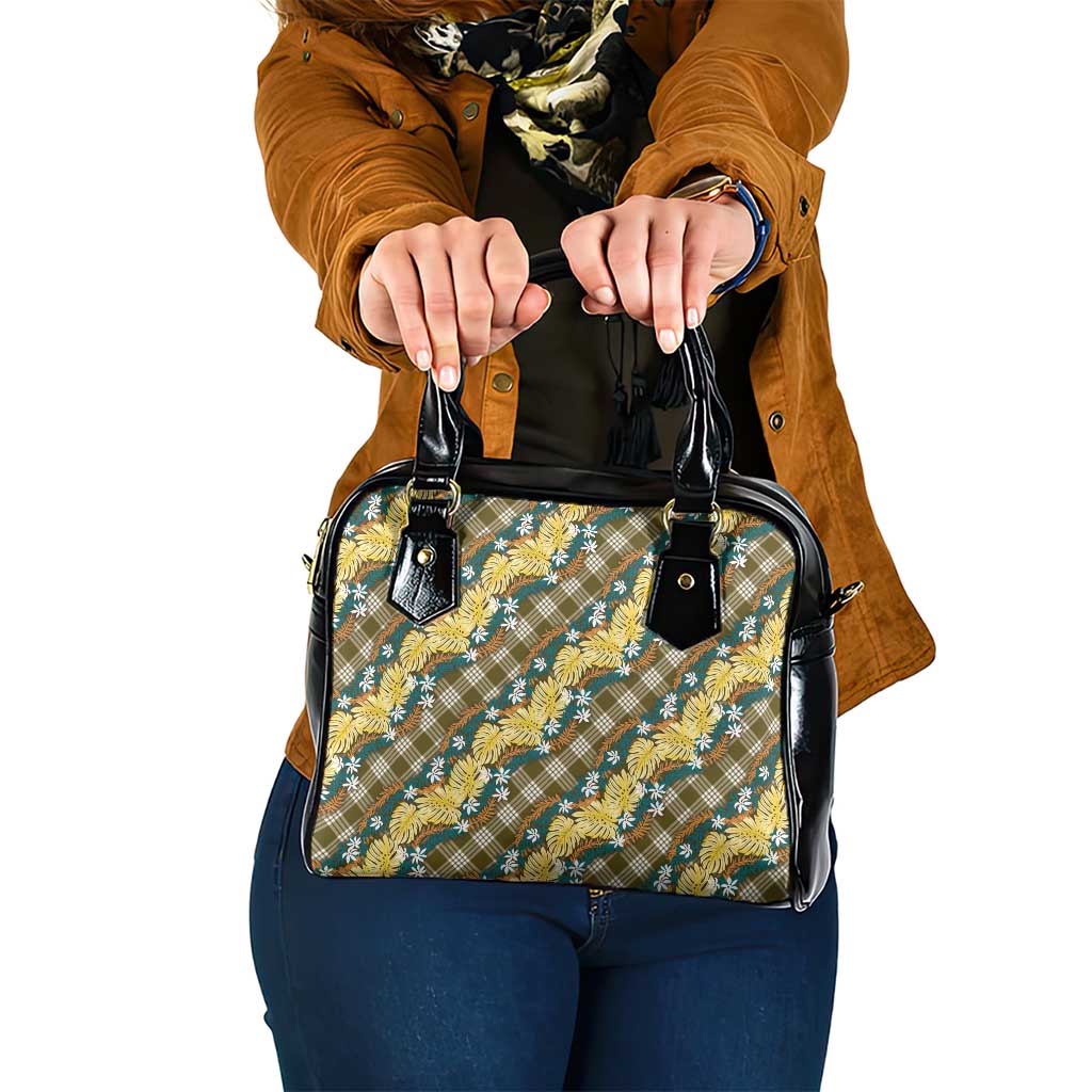 Polynesian Monstera Tiare Floral Shoulder Handbag Yellow Tropical Plaid LT01 One Size Yellow - Polynesian Pride