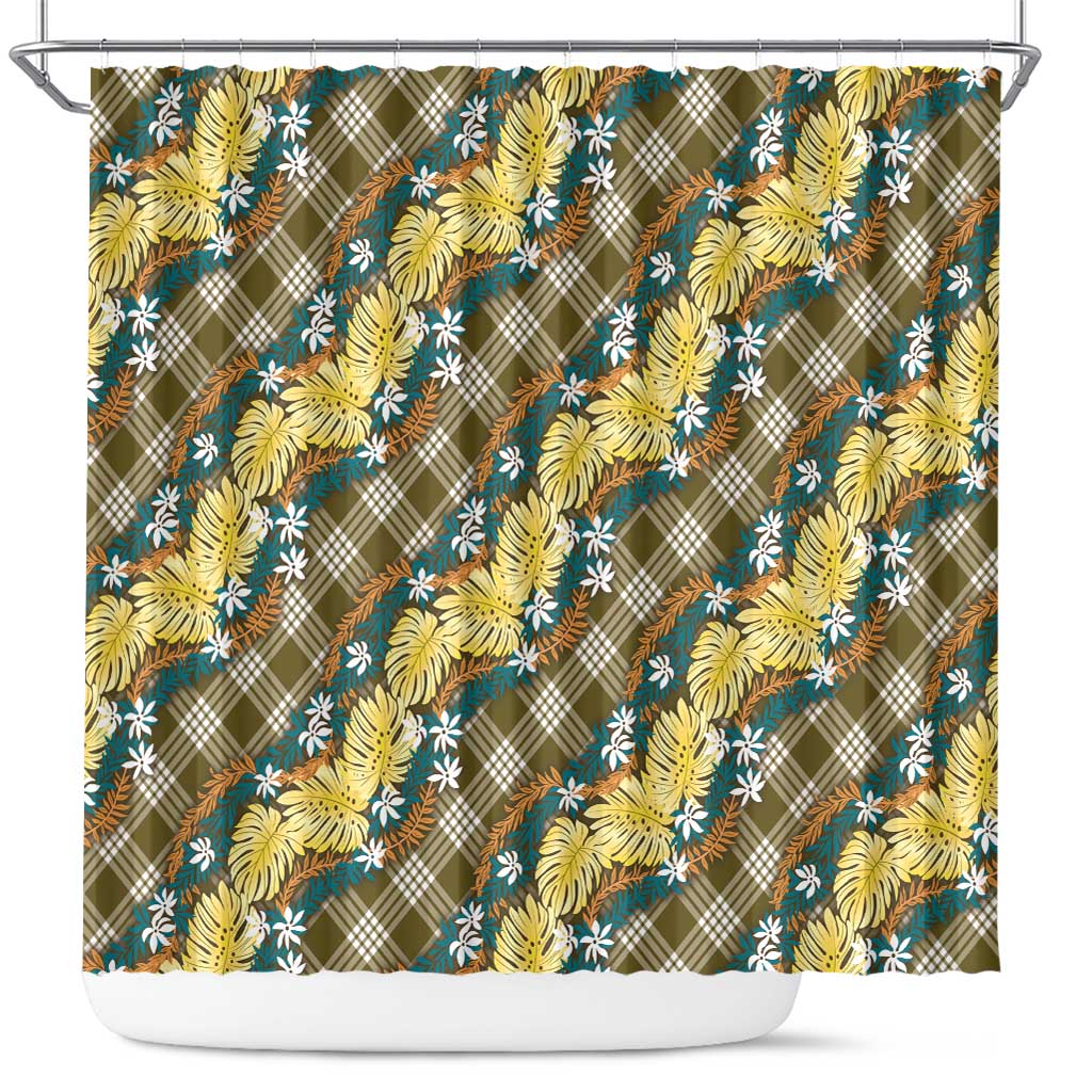 Polynesian Monstera Tiare Floral Shower Curtain Yellow Tropical Plaid LT01 Yellow - Polynesian Pride