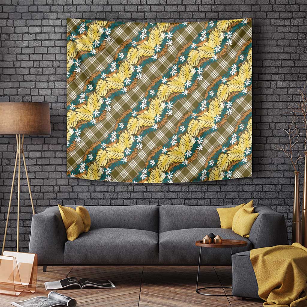Polynesian Monstera Tiare Floral Tapestry Yellow Tropical Plaid LT01 Yellow - Polynesian Pride