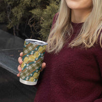 Polynesian Monstera Tiare Floral Tumbler Cup Yellow Tropical Plaid - Polynesian Pride