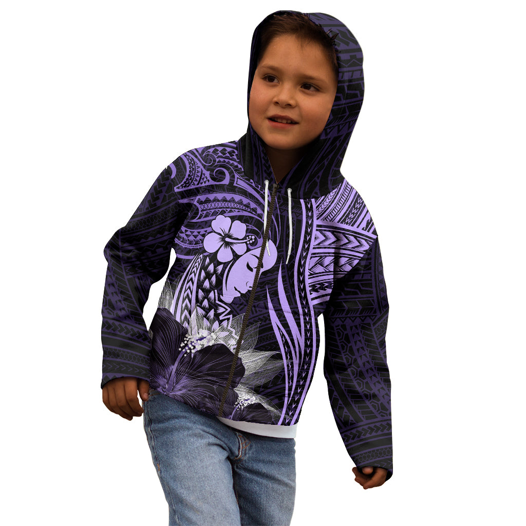 Polynesian Women Day 2024 Kid Hoodie Hibiscus Girl Tribal LT01 - Polynesian Pride