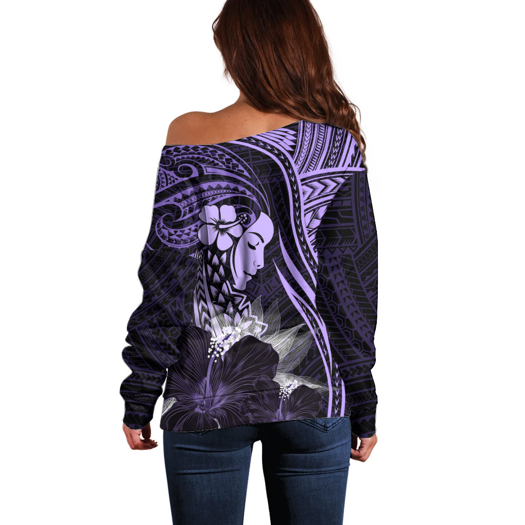 Polynesian Women Day 2024 Off Shoulder Sweater Hibiscus Girl Tribal LT01 - Polynesian Pride