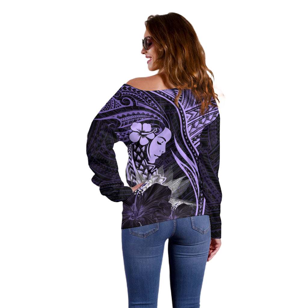 Polynesian Women Day 2024 Off Shoulder Sweater Hibiscus Girl Tribal LT01 - Polynesian Pride