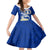 Northern Mariana Islands Commonwealth Day 2024 Kid Short Sleeve Dress Dolphin With Plumeria Flower LT01 KID Blue - Polynesian Pride