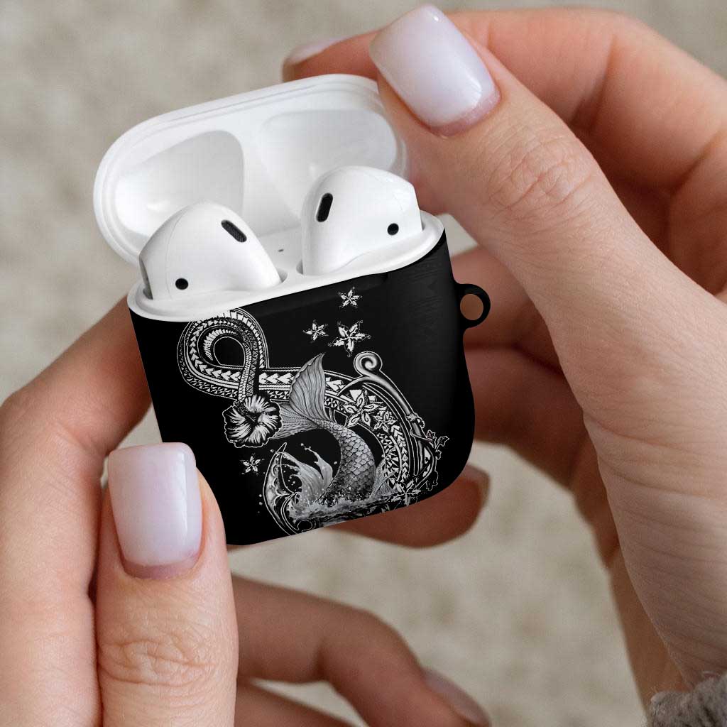 Hawaii Mermaid Monotone AirPods Case Polynesian Pattern Fish Hook
