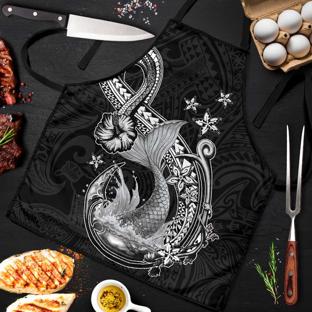 Hawaii Mermaid Monotone Apron Polynesian Pattern Fish Hook