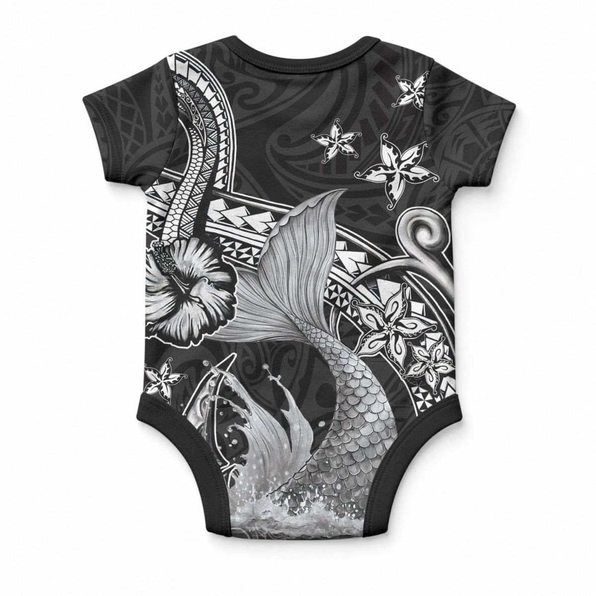 Hawaii Mermaid Monotone Baby Onesie Polynesian Pattern Fish Hook LT01 - Polynesian Pride