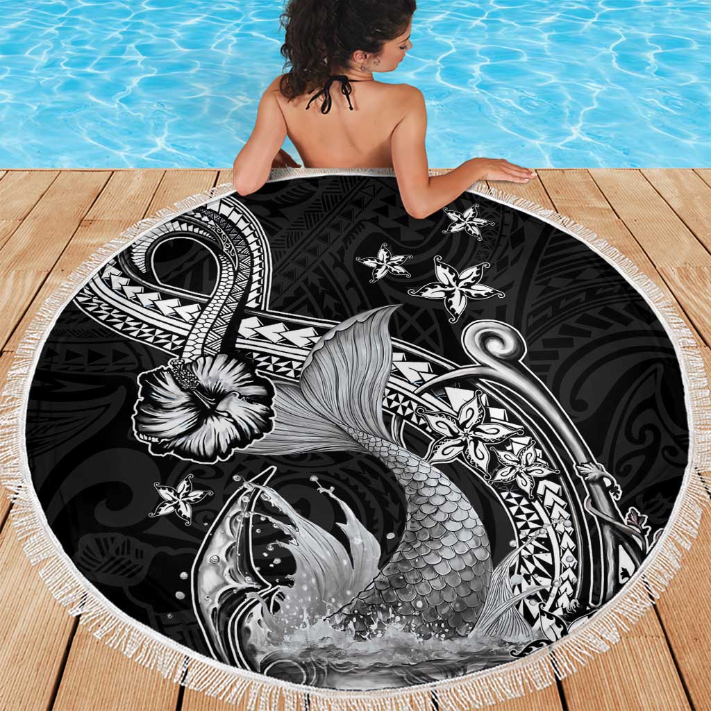 Hawaii Mermaid Monotone Beach Blanket Polynesian Pattern Fish Hook