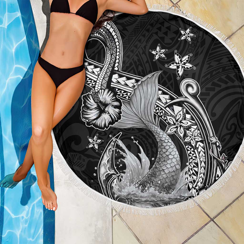 Hawaii Mermaid Monotone Beach Blanket Polynesian Pattern Fish Hook