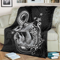 Hawaii Mermaid Monotone Blanket Polynesian Pattern Fish Hook