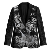 Hawaii Mermaid Monotone Blazer Polynesian Pattern Fish Hook