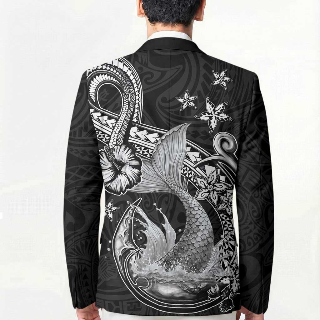 Hawaii Mermaid Monotone Blazer Polynesian Pattern Fish Hook