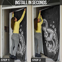 Hawaii Mermaid Monotone Door Cover Polynesian Pattern Fish Hook