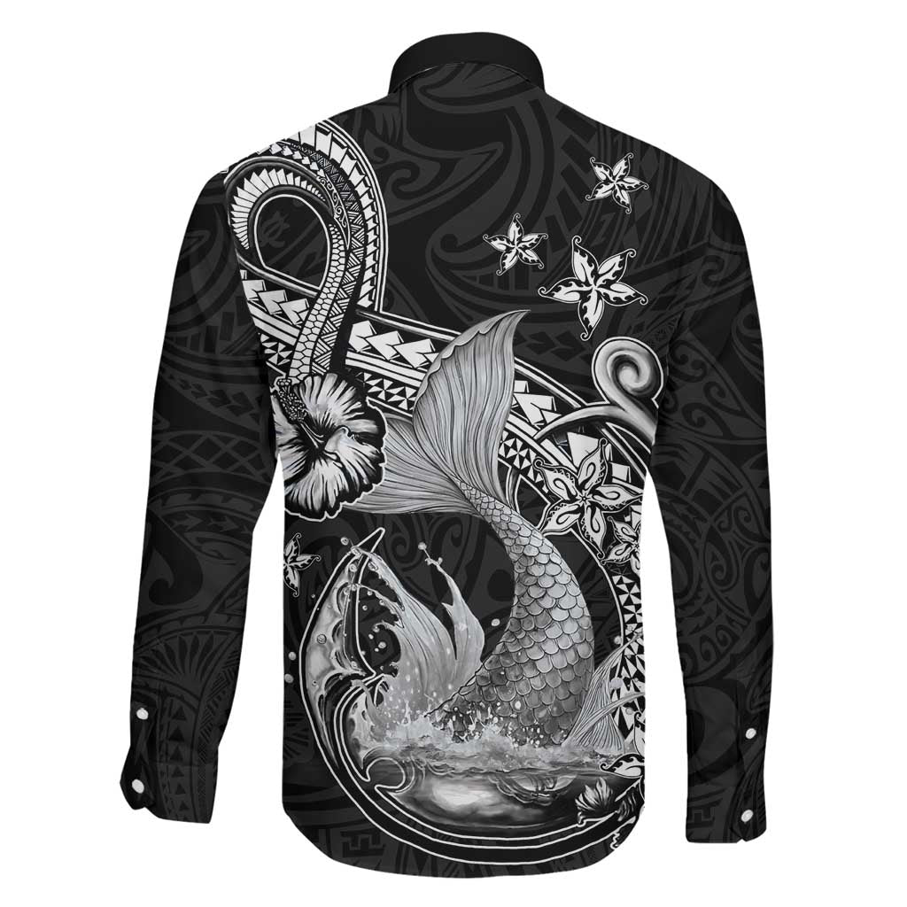 Hawaii Mermaid Monotone Family Matching Mermaid Dress and Hawaiian Shirt Polynesian Pattern Fish Hook