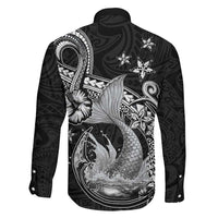 Hawaii Mermaid Monotone Family Matching Mermaid Dress and Hawaiian Shirt Polynesian Pattern Fish Hook