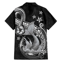 Hawaii Mermaid Monotone Family Matching Summer Maxi Dress and Hawaiian Shirt Polynesian Pattern Fish Hook