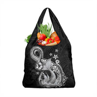 Hawaii Mermaid Monotone Grocery Bag Polynesian Pattern Fish Hook
