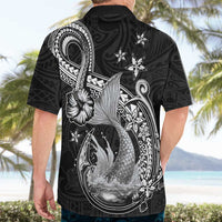 Hawaii Mermaid Monotone Hawaiian Shirt Polynesian Pattern Fish Hook