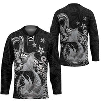 Hawaii Mermaid Monotone Hockey Jersey Polynesian Pattern Fish Hook