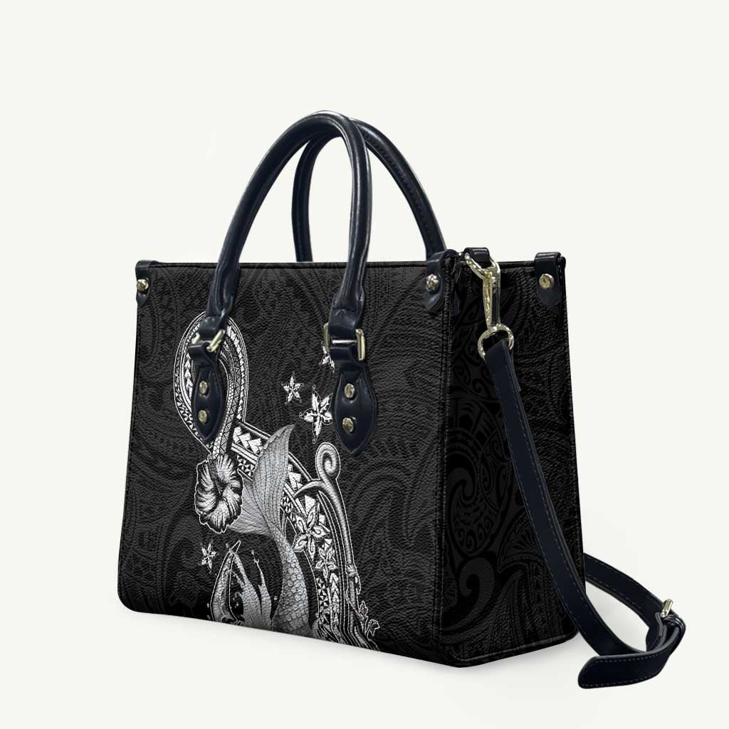 Hawaii Mermaid Monotone Leather Bag Polynesian Pattern Fish Hook