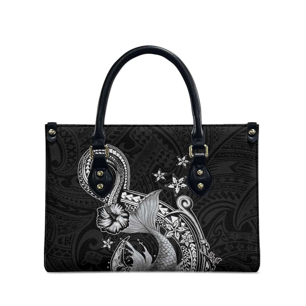 Hawaii Mermaid Monotone Leather Bag Polynesian Pattern Fish Hook