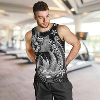 Hawaii Mermaid Monotone Men Tank Top Polynesian Pattern Fish Hook