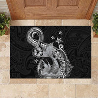 Hawaii Mermaid Monotone Rubber Doormat Polynesian Pattern Fish Hook