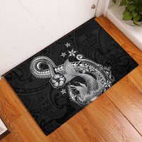 Hawaii Mermaid Monotone Rubber Doormat Polynesian Pattern Fish Hook