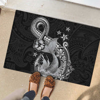 Hawaii Mermaid Monotone Rubber Doormat Polynesian Pattern Fish Hook