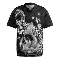 Hawaii Mermaid Monotone Rugby Jersey Polynesian Pattern Fish Hook