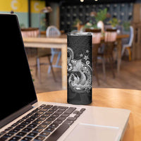 Hawaii Mermaid Monotone Skinny Tumbler Polynesian Pattern Fish Hook