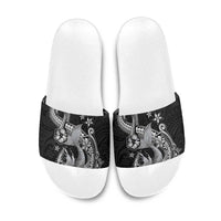 Hawaii Mermaid Monotone Slide Sandals Polynesian Pattern Fish Hook