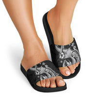 Hawaii Mermaid Monotone Slide Sandals Polynesian Pattern Fish Hook