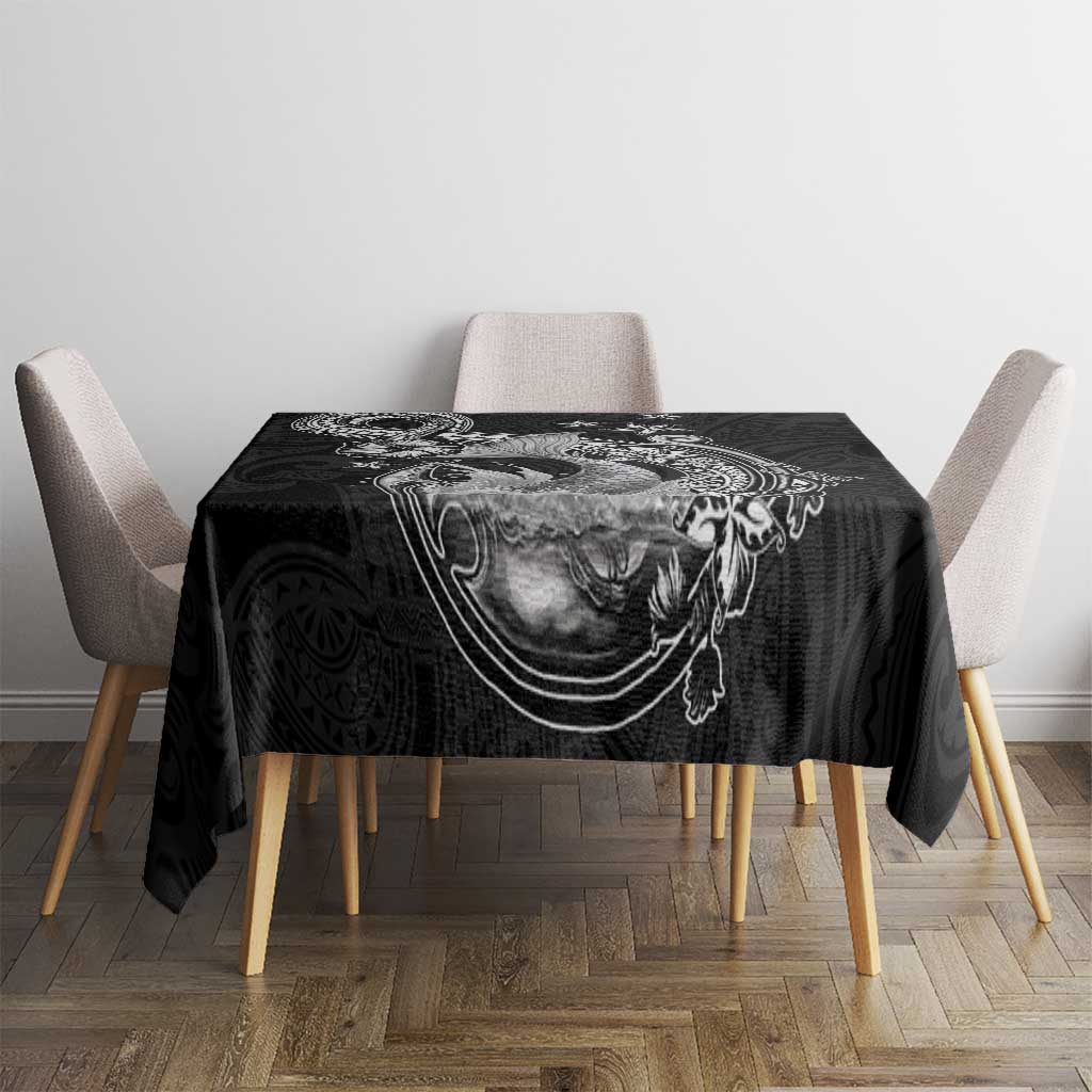 Hawaii Mermaid Monotone Tablecloth Polynesian Pattern Fish Hook
