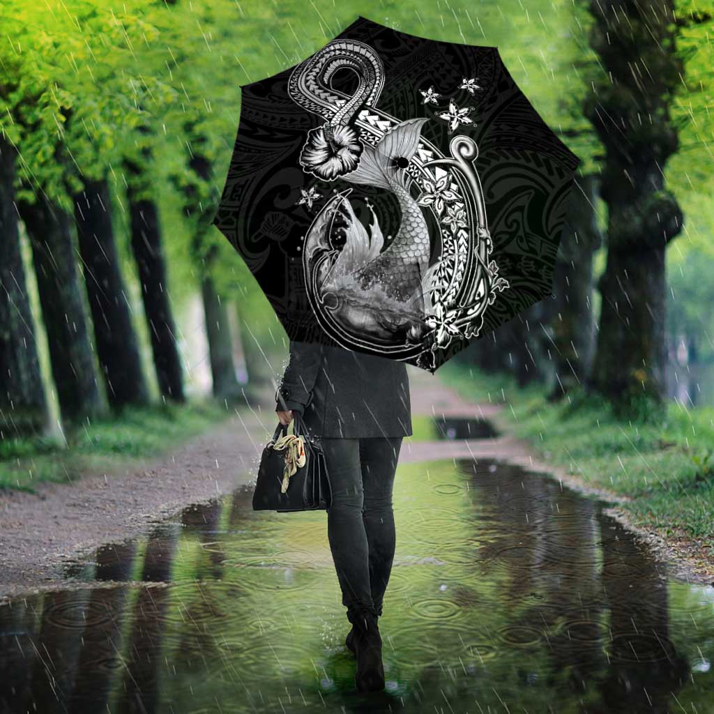 Hawaii Mermaid Monotone Umbrella Polynesian Pattern Fish Hook