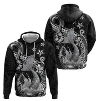 Hawaii Mermaid Monotone Zip Hoodie Polynesian Pattern Fish Hook