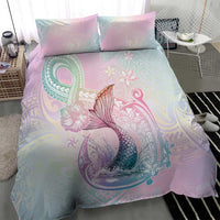 Hawaii Mermaid Sweet Pastel Bedding Set Polynesian Pattern Fish Hook